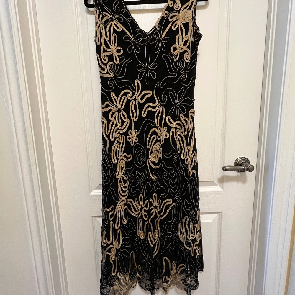 A black & gold lace (ish) Cartise cocktail dress size 14